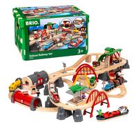 BRIO World Deluxe Railway Set - 87-Piece Wooden Train Set - Includes Passenger &