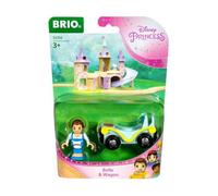 BRIO World Disney Princess Belle and Train Carriage for Kids Age 3 Years Up - Wooden Railway Add On Accessories