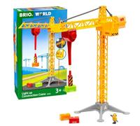 BRIO World Light Up Construction Crane for Kids Age 3 Years Up - Wooden Railway Train Accessories and Add Ons