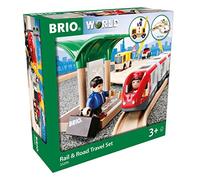 BRIO World Rail & Road Travel Set for Kids Age 3 Years Up - Wooden Railway Train Accessories and Add Ons