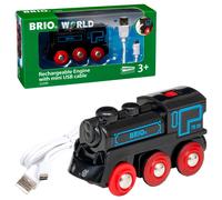 BRIO World Rechargeable USB Train Engine - Battery Powered Toy Locomotive with Lights & Sounds, Includes Mini USB Cable, Compatible with BRIO World