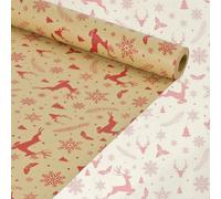 Briocht 15m Valentine's Day Gift Paper Roll, Brown Kraft Gift Wrap, Valentine's Day Gift Party Present Decorations for Valentine's Day,43cm x 15m