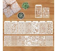 Briocht 16Pcs Reusable Layering Stencils Set - Mixed Texture Patterns for Painting, for Christmas Decoration Holiday Party DIY Crafts, Scrapbooking, Journaling, Card Making & Cake Decorating