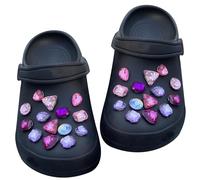 Briocht 28Pcs Croc Charms for Girls, Bling Crystal Rhinestone Shoe Charms, DIY Clog Decoration Accessories for Women, Kids, Sandals, Includes Goth Croc Charms, Perfect Birthday Party Gifts