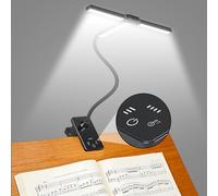 Briocht Rechargeable Music Stand Light, Clip-On LED Book Light with 4 Color Temperatures and 3 Brightness Levels for Each, 360° Flexible Lamp with Touch Screen Buttons for Piano, Guitar, Study