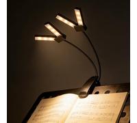 Briocht Rechargeable Music Stand Light, Dual Head and Dual Arm, 3 Color Temperatures with 3 Brightness Levels, 360° Adjustable Clip-On Book Reading Light for Piano, Study, Reading and Office Use