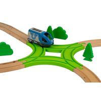 Briocks® - 2 Way Intersection for Wooden Train - Compatible with BRIO, Thomas, Lillabo, IKEA, Melissa & Doug, Oxybul, Playtive and many more!