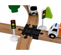 Briocks - Crossroads for Wooden Train - Compatible with BRIO, Thomas, Lillabo, IKEA, Melissa & Doug, Oxybul, Playtive and many more! (Black)