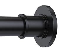 BRIOFOX Industrial Shower Curtain Rod - Never Rust Non-Slip 43-72 Inch Stainless Steel, Matte Black