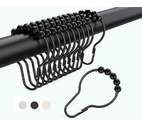 BRIOFOX Shower Curtain Hooks Rings,Rust Proof 304 Stainless Steel for Bathroom Shower Curtain Rod, 12 Pcs (Black)