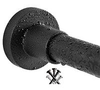 BRIOFOX Shower Curtain Rod , Never Rust + Non-Fall Down, Stainless Steel, Super-Large Non-Slip Plate Spring Tension Shower Rod Use Bathroom Kitchen Home Never Collapse 42-72 Inches Black