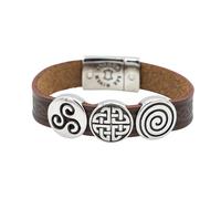 Briomhar Irish Leather Celtic Knot Bracelet - Irish Jewelry Made in Ireland, L, Leather, no gemstone