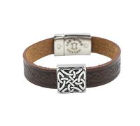Briomhar Irish Leather Celtic Knot Bracelet - Irish Jewelry Made in Ireland, L, Leather, no gemstone