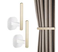 BRIOTA 2 Pcs Curtain Holdbacks, Tie Backs for Curtains, Window Curtain Holdbacks, Self Adhesive L Shaped Plastic Wall Mounted, White for Home Office Window Drapery