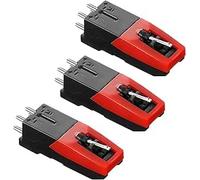 BRIOTA 3pcs Record Player Needle Replacement, Universal Record Player Cartridge for Vinyl Record, Diamond Stylus Needle for LP Phonograph, Victrola, ION, Crosley