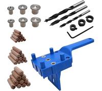BRIOTA 44 Pcs Dowel Jig Kit, Wood Dowel Jig Kit, 6/8/10mm Woodworking Drill Guide Set, Metal Sleeve Handheld Dowelling Jig Drilling Bit Set Doweling Hole Saw Tools