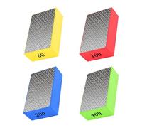 BRIOTA 4pcs Diamond Polishing Pads, Hand Diamond Sanding Blocks 60# 100# 200# 400#, Glass Tile Polishing Pads for Ceramic Stone Marble Granite Porcelain Concrete Wood, Grinding Trimming Sanding Kit