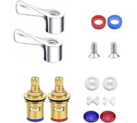 BRIOTA Set of 2 Tap Cartridge Replacement, Tap Valves Quarter Turn 1/2" Handles with Cartridges Quarter Turn for Sink Taps Kitchen Bathroom Faucet