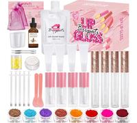 BRIPATI DIY Lip Gloss Making Kit, 46 Pieces DIY Lip Gloss Kit, To Make Your Own Lip Gloss, Moisturising Lip Glaze Handmade Set, Beginner Lip Gloss Kit, Lip Gloss Making Supplies Set for Women Girls