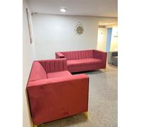 Brique Upholstered Velvet Modern Panel Sofa - Mink Plush - Single Armchair