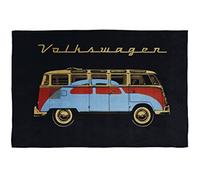 BRISA VW CollectioBRISA VW Collection Volkswagen Soft Cuddly fluffy Fleece Blanket throw in T1 Bus & Beetle Design (150x200 cm/59x78.7 in.) (Bus/Black)