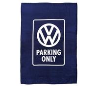 BRISA VW CollectioBRISA VW Collection Volkswagen Soft Cuddly fluffy Fleece Blanket throw in T1 Bus & Beetle Design (150x200 cm/59x78.7 in.) (Parking Only/Blue)