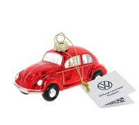 BRISA VW Collection - Volkswagen Beetle Christmas ornament & decoration made of glass in gift box (red)