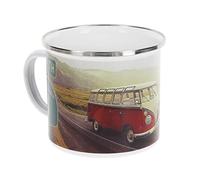 BRISA VW Collection - Volkswagen Large Enamel Coffee-Tea Mug Cup for Camping & Outdoor T1 Bus Campervan (500 ml/16.9 fl oz/Highway 1/Multicolor)
