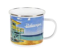BRISA VW Collection - T1 Bus Camper Enamel Coffee Mug, 500 ml | Volkswagen Enamel Coffee Mug, 500 ml, gift box, Retro Style, kitchen, enameled sheet steel, Beach Life/Multicolor