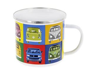BRISA VW Collection - T1 Bus Camper Enamel Coffee Mug, 500 ml | Volkswagen Enamel Coffee Mug, 500 ml, gift box, Retro Style, kitchen, camping, enameled sheet steel, Multicolor