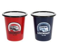 BRISA VW Collection - T1 Bus Camper Enamel Coffee Mugs, 2-Pack, 310 ml