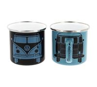 BRISA VW Collection - T1 Bus Camper Enamel Coffee Mugs, 2-Pack, 350 ml
