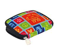 BRISA VW Collection - T1 Bus Camper Neoprene Wallet | Volkswagen Neoprene Wallet, plenty of storage space, zipper, mesh pockets, coin pocket, card holders, Surf/Multicolor