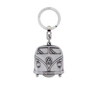 BRISA VW Collection - Volkswagen Metal Keyring with Shopping Cart Chip Keychain Accessory Keyholder in T1 Bus Design (Silver)