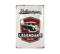 BRISA VW Collection - Volkswagen Retro Tin Sign Vintage Decoration made of Metal in T1 Bus Design (Vintage Logo/Gray)