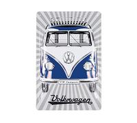 BRISA VW Collection - Volkswagen Retro Tin Sign Vintage Decoration made of Metal in T1 Bus Design (Front/Blue)