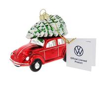 BRISA VW Collection - Volkswagen Beetle Glass Christmas Decoration & Decoration in Gift Box (1:40 Scale, Red with Tree)