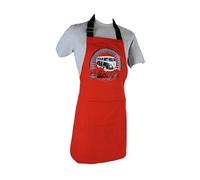 BRISA VW Collection - Volkswagen Cooking Kitchen Grill Baking Apron for Women & Men with T1 Bus Campervan Motif (Vintage Logo/Red)