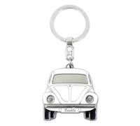 BRISA VW Collection - Volkswagen Enamel Metal Keyring Keychain Accessory Keyholder in Beetle Bug Design (Front/White)