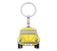 BRISA VW Collection - Volkswagen Enamel Metal Keyring Keychain Accessory Keyholder in Beetle Bug Design (Front/Yellow)