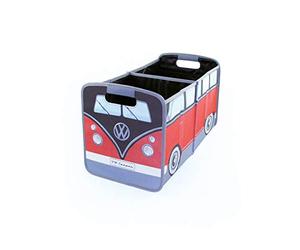 BRISA VW Collection - Volkswagen Foldable Storage Trunk Box Bag for Grocery Shopping in VW T1 Bus Campervan Shape (Classic Bus/Red & Black)