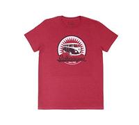 BRISA VW Collection - Volkswagen Hippie Bus T1 Camper Van T-Shirt Unisex with Vintage/Retro Design (L/Vintage Logo/Red)