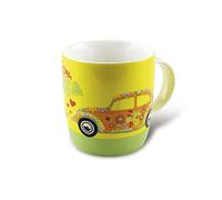 BRISA VW Collection - Volkswagen Large Ceramic Coffee-Tea-Cappuccino Mug Cup in Beetle Bug Design (370 ml/12.5 fl oz/Flower/Yellow)
