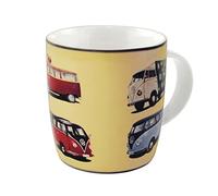 BRISA VW Collection - Volkswagen Large Ceramic Coffee-Tea-Cappuccino Mug Cup in T1 Bus Design (370 ml/12.5 fl oz/Bus Parade/Multicolor)