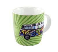 BRISA VW Collection - Volkswagen Large Ceramic Coffee-Tea-Cappuccino Mug Cup in T1 Bus Design (370 ml/12.5 fl oz/Love Bus/Green)