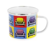 BRISA VW Collection - Volkswagen Large Enamel Coffee-Tea Mug Cup for Camping & Outdoor Beetle Bug (500 ml/16.9 fl oz/Multicolor)