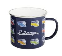 BRISA VW Collection - Volkswagen Large Enamel Coffee-Tea Mug Cup for Camping & Outdoor T1 Bus Campervan (500 ml/16.9 fl oz/Parade/Blue)