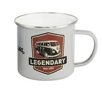 BRISA VW Collection - Volkswagen Large Enamel Coffee-Tea Mug Cup for Camping & Outdoor T1 Bus Campervan (500 ml/16.9 fl oz/Legendary/Gray)