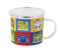 BRISA VW Collection - Volkswagen Large Enamel Coffee-Tea Mug Cup for Camping & Outdoor T1 T2 T3 Bus (500 ml/16.9 fl oz/Multicolor)