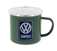 BRISA VW Collection Volkswagen Large Enamel CoffeeTea Mug Cup for Camping & Outdoor T1 Bus Campervan (500 ml/16.9 fl oz/VW Service/Gray)